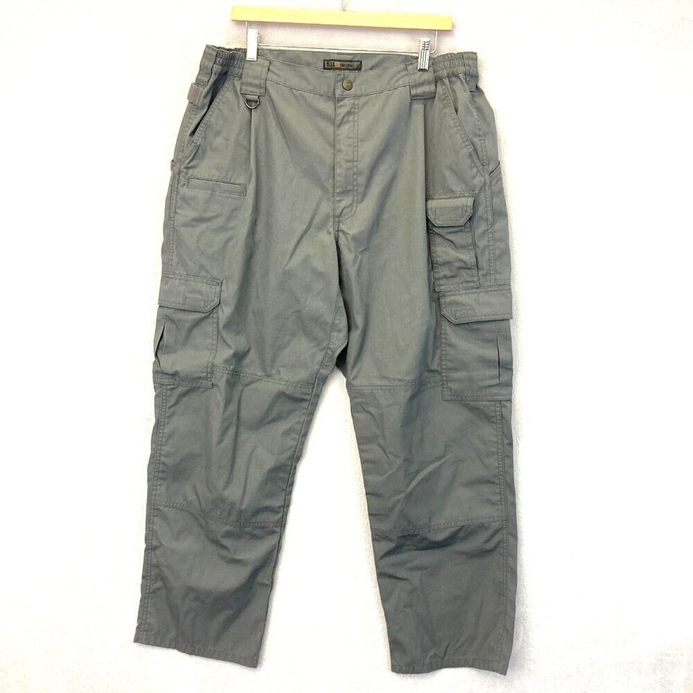 5.11 Tactical Men's Cargo Pants 38x30 Gray Flex Elastic Pockets Ripstop 210622